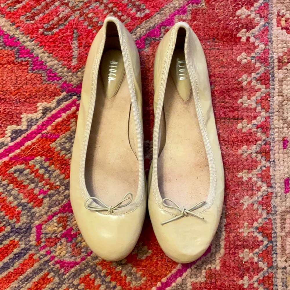 Beige/Taupe/Tan Bloch Patent Leather Ballet Flats